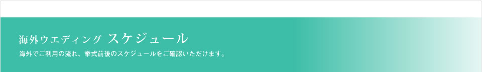 海外ウエディングスケジュール　海外でご利用の流れ、挙式前後のスケジュールをご確認いただけます。